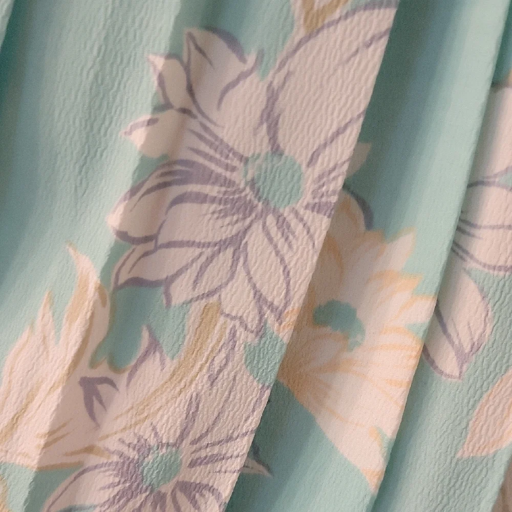 Pleated Blue and Green Midi Skirt for Casual Resort Wear - Picture 9 of 9